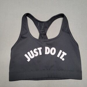 Nike Just Do It Medium Black Sports Bra Racerback Activewear Womens